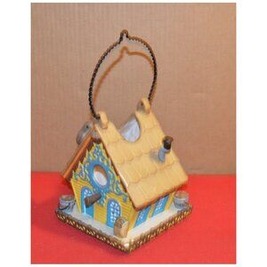 Birdhouse Bird House Hanging Candle Holder For Tea Light Tealight ~5-1/2" Tall